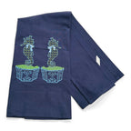 Pair of Fishtail Seahorses on navy