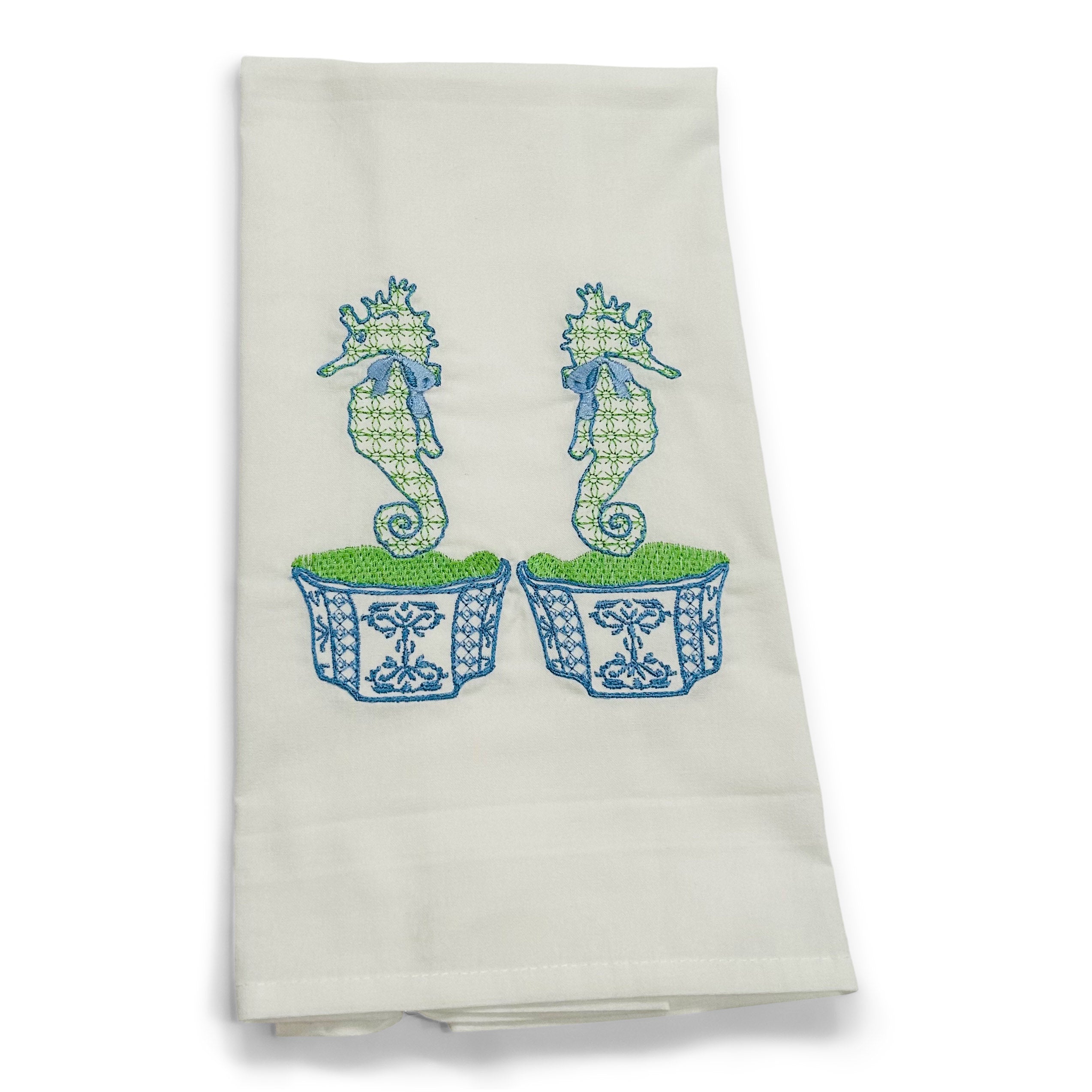 Pair of Fishtail Seahorses on white