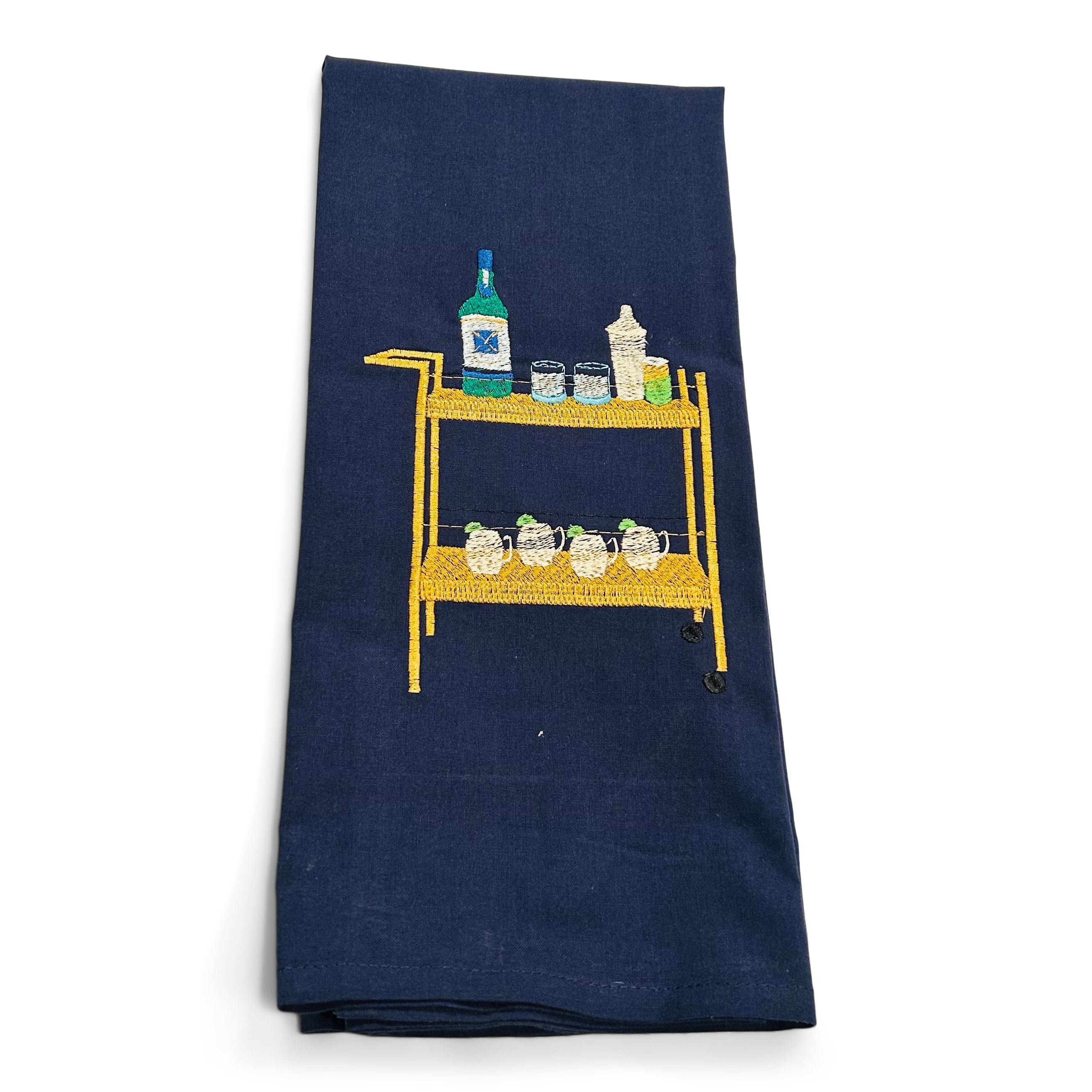 Moscow Mule Bar Cart on navy