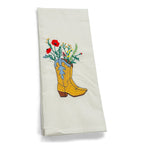 Cowboy Boots Gold with Wildflowers on white
