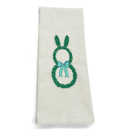Topiary Bunny Shape with Teal Bow on white