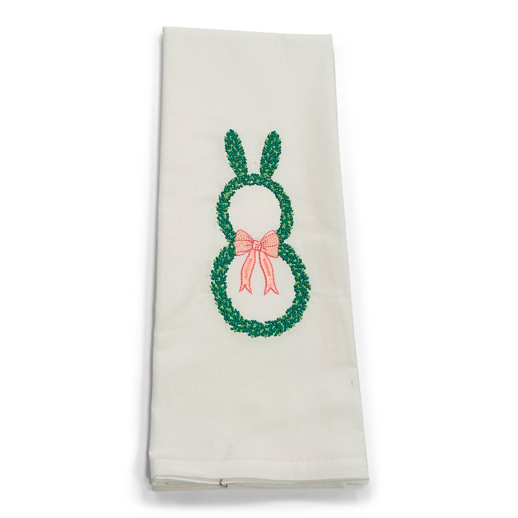 Topiary Bunny Shape with Pink Bow on white