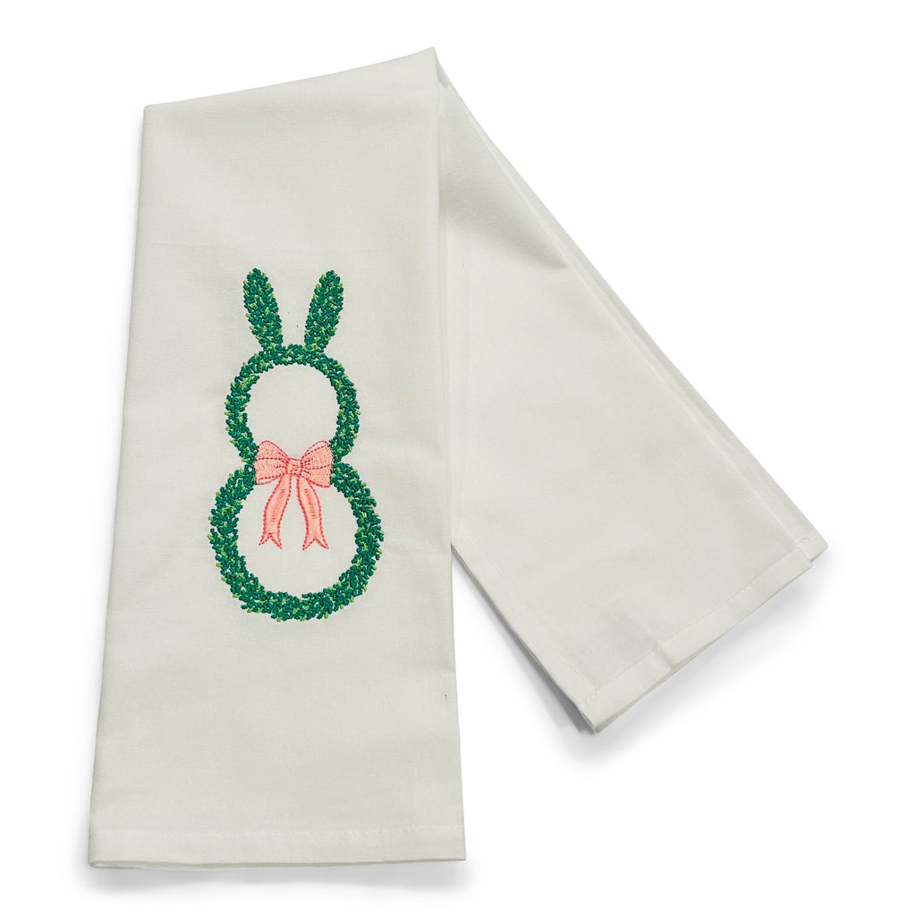 Topiary Bunny Shape with Pink Bow on white