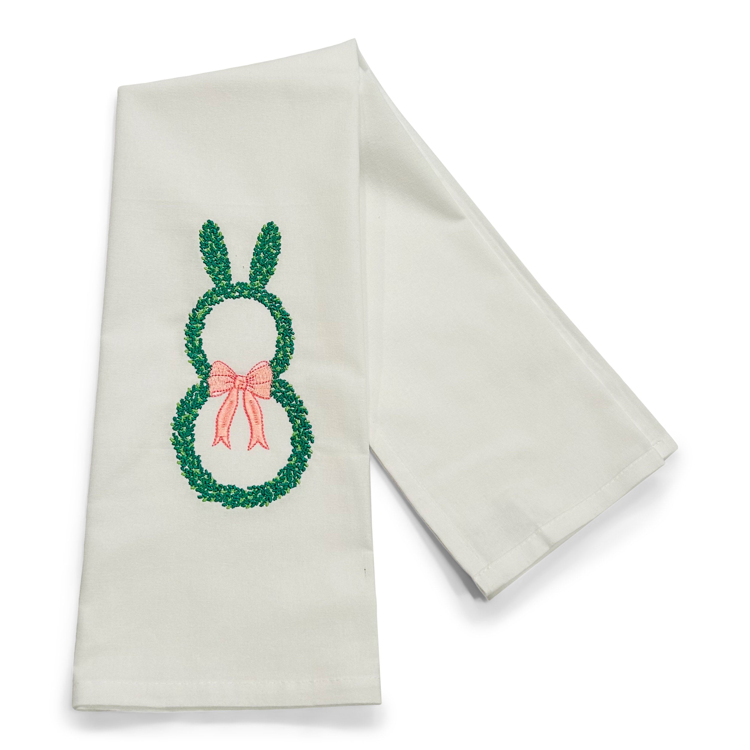 Topiary Bunny Shape with Pink Bow on white