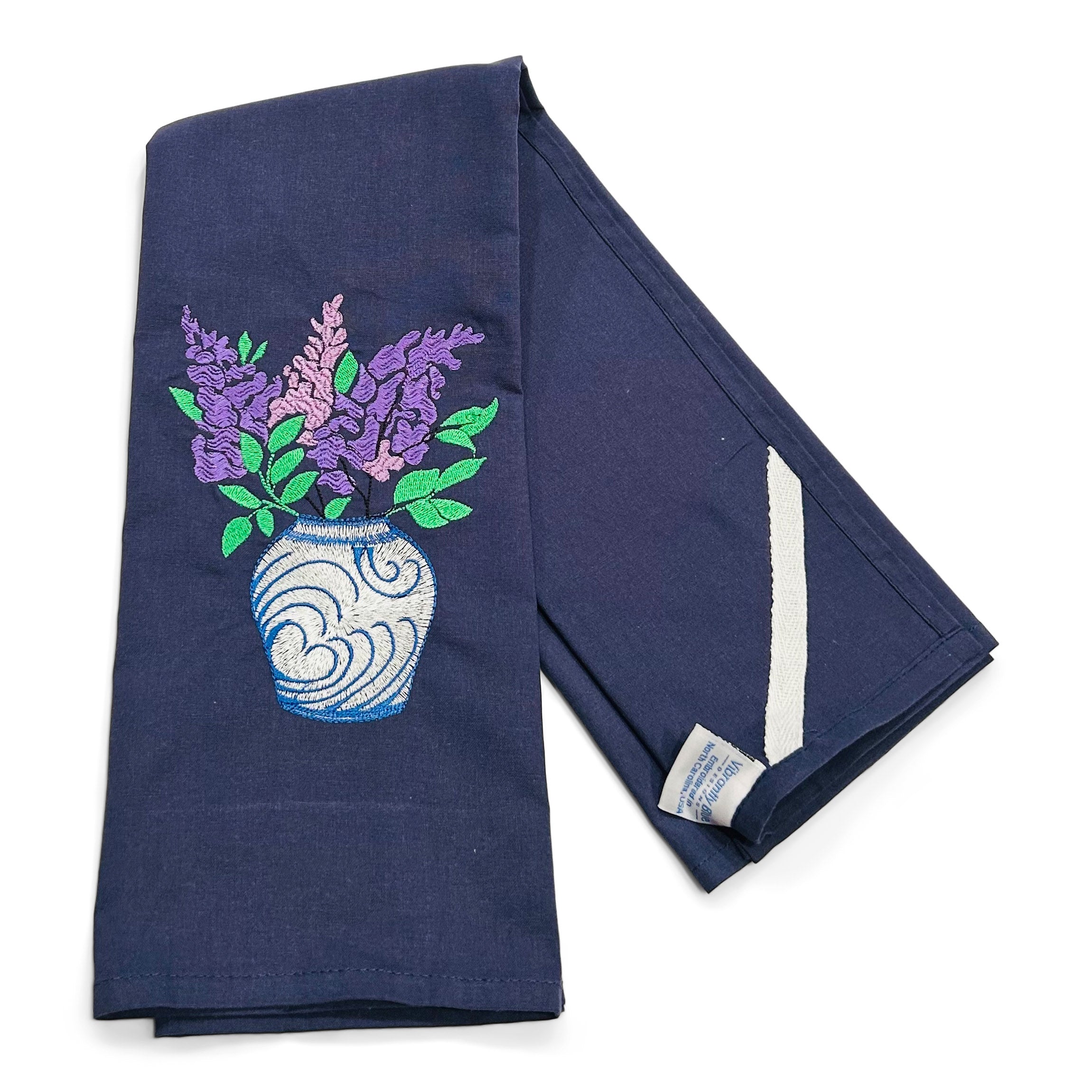 Lilacs in Blue Planter on navy