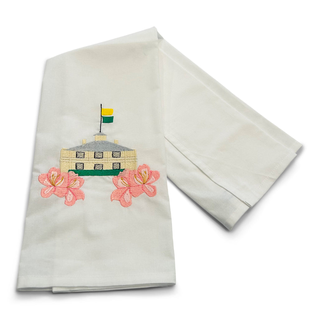 Masterful Clubhouse with Azaleas on white