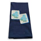 Mahjong Tiles with Hydrangea Designs on navy