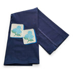 Mahjong Tiles with Hydrangea Designs on navy