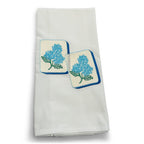 Mahjong Tiles with Hydrangea Designs on white