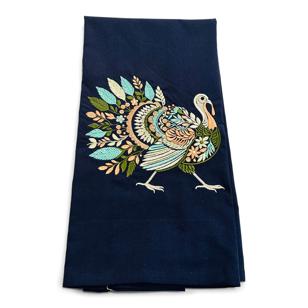 Floral Turkey on navy