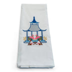 Modern Pagoda with Monkeys on white