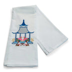 Modern Pagoda with Monkeys on white