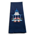 Modern Pagoda with Monkeys on navy