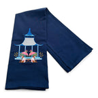 Modern Pagoda with Monkeys on navy