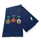Three Smocked Ornaments on navy