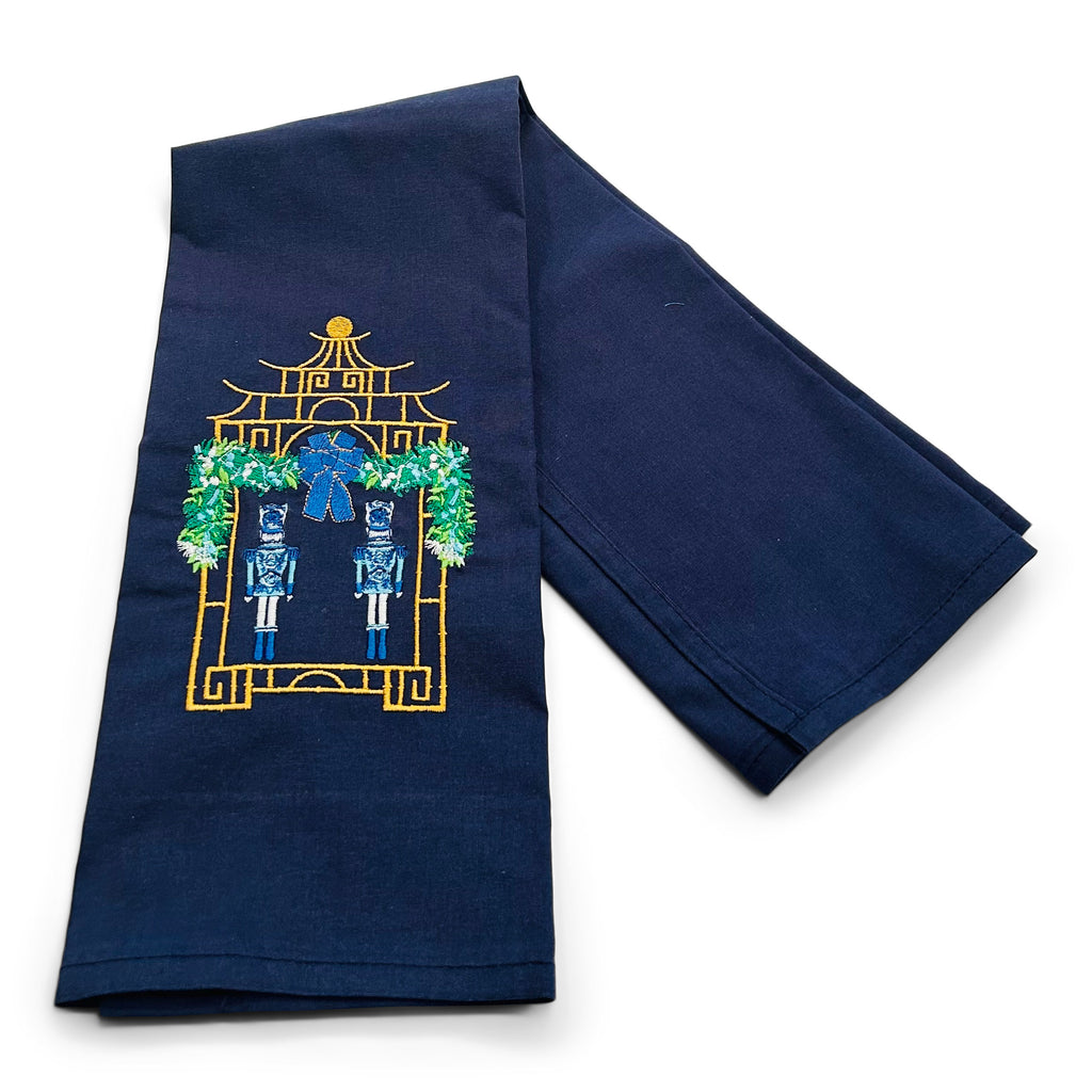 Nutcrackers in Fancy Pagoda on navy