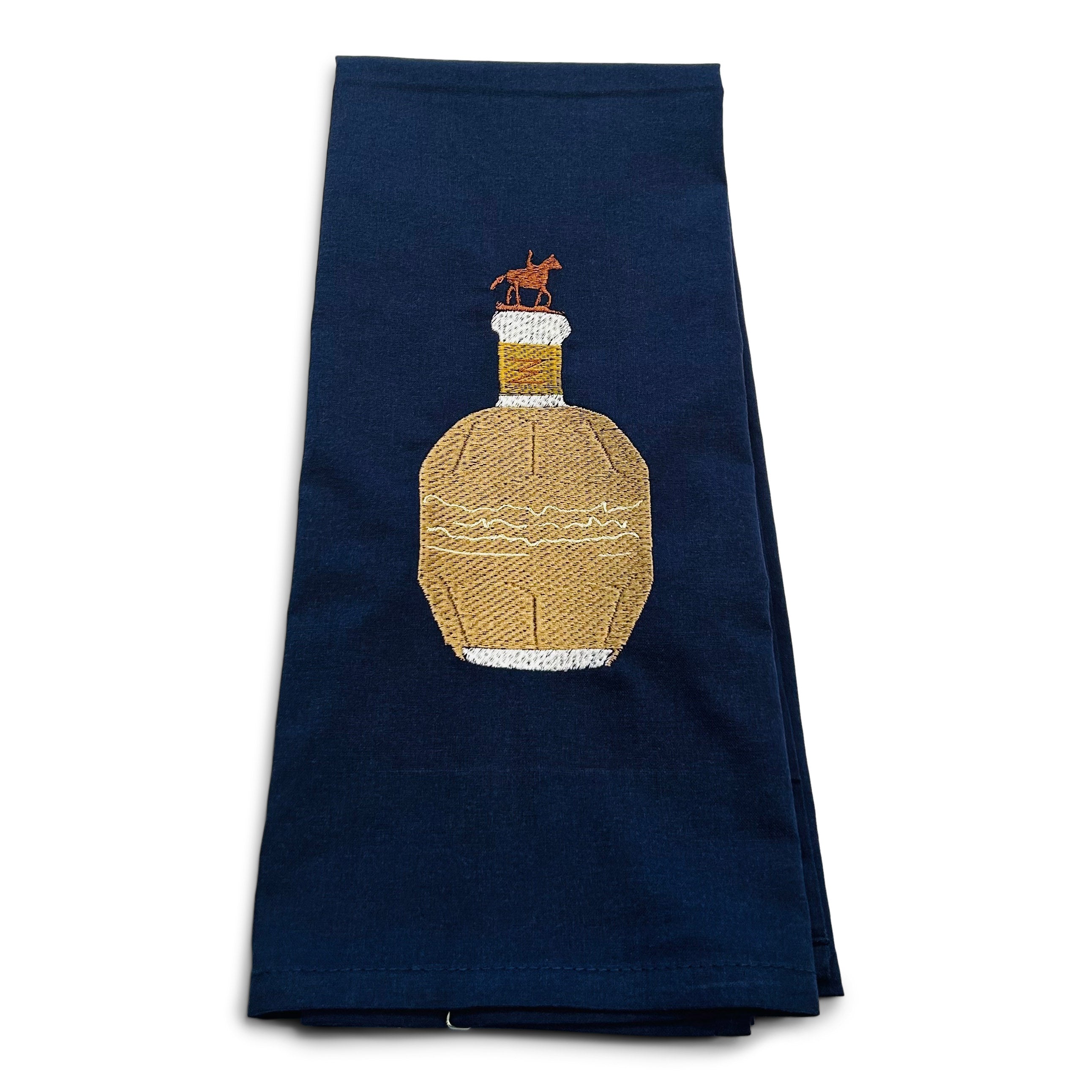 Whisky Bottle with Horse on navy