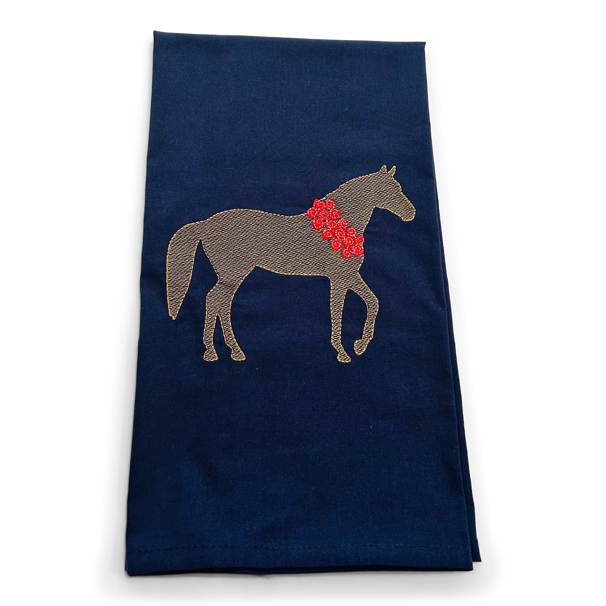 Horse Race Winner with Rose Necklace on navy