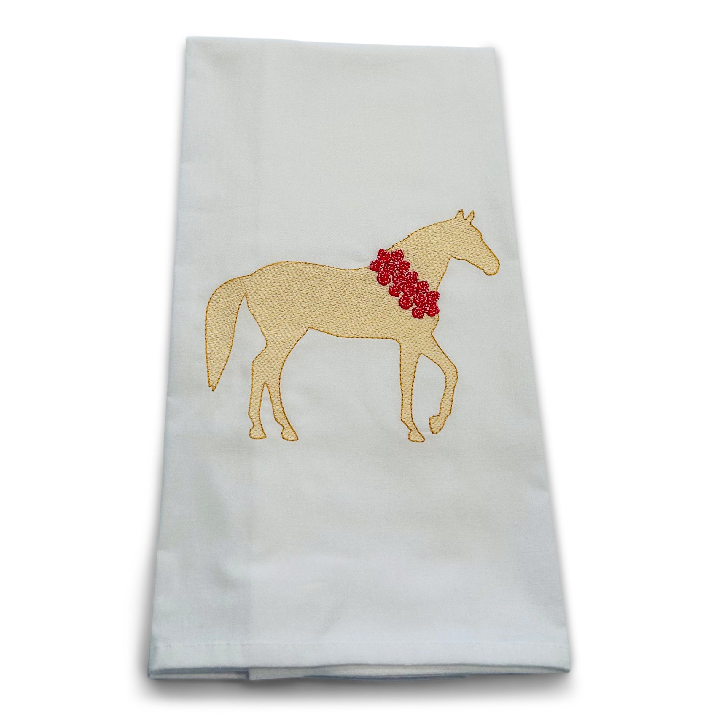 Horse Race Winner with Rose Necklace on white
