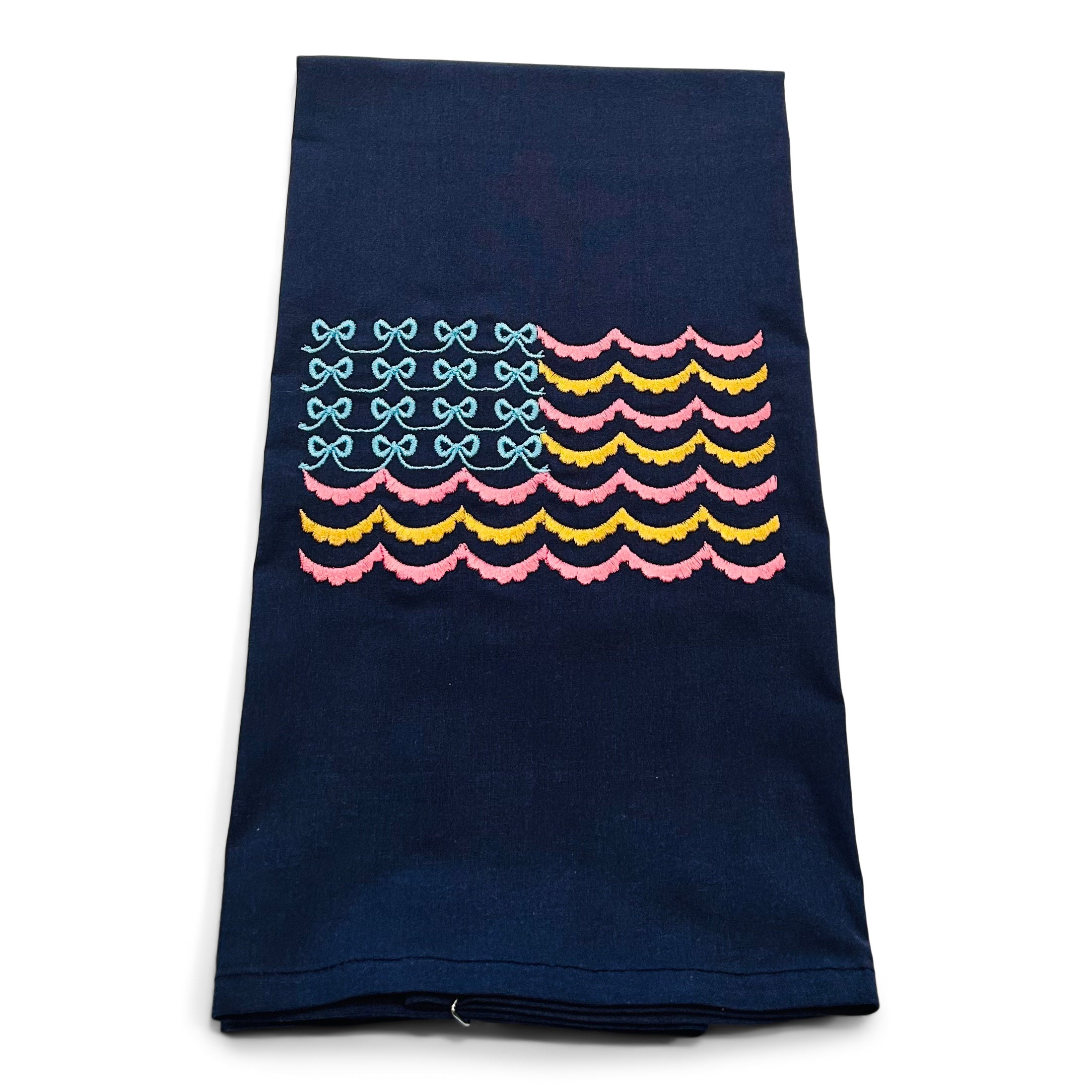 Bow and Banners American Flag - Jeweled on navy