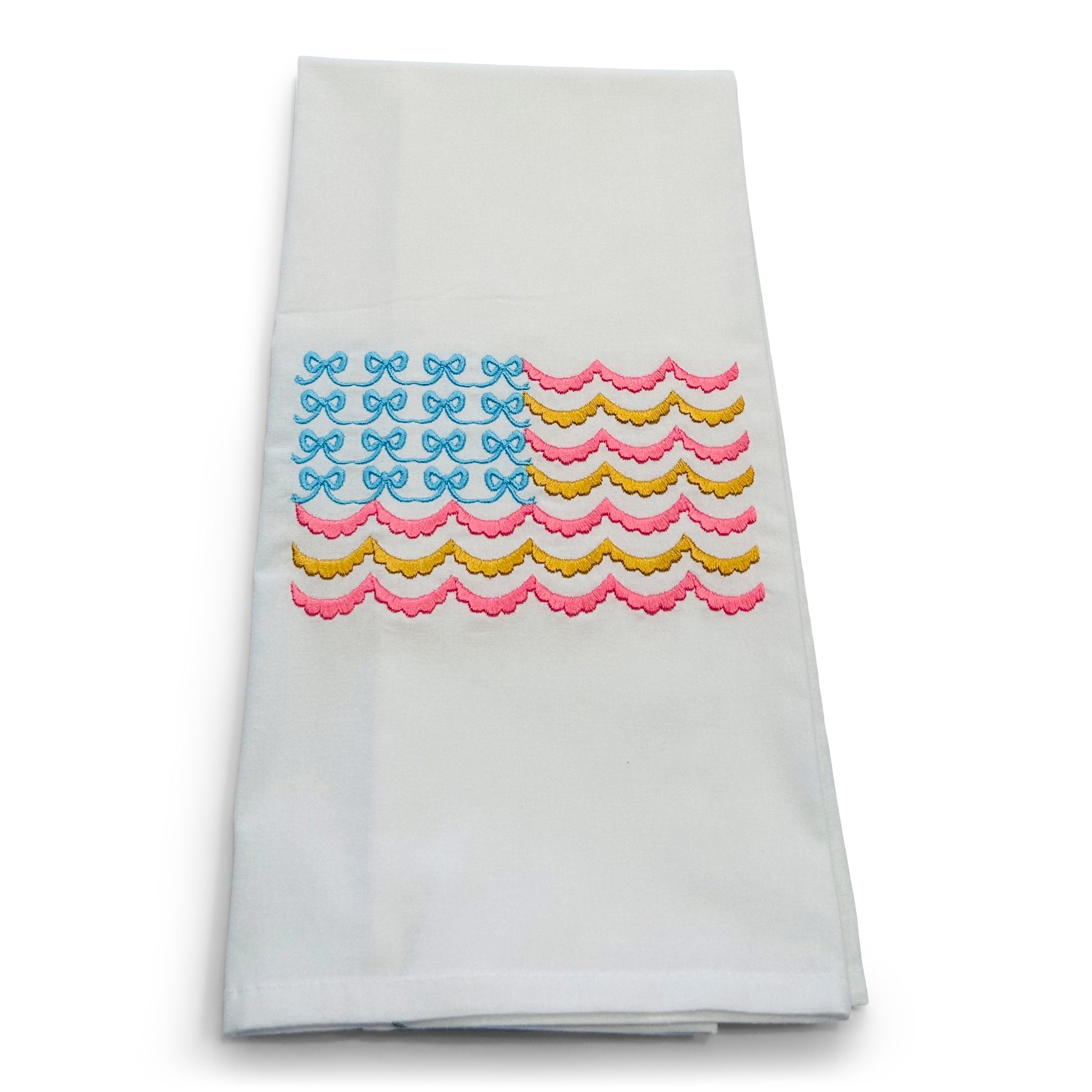 Bow and Banners American Flag - Jeweled on white
