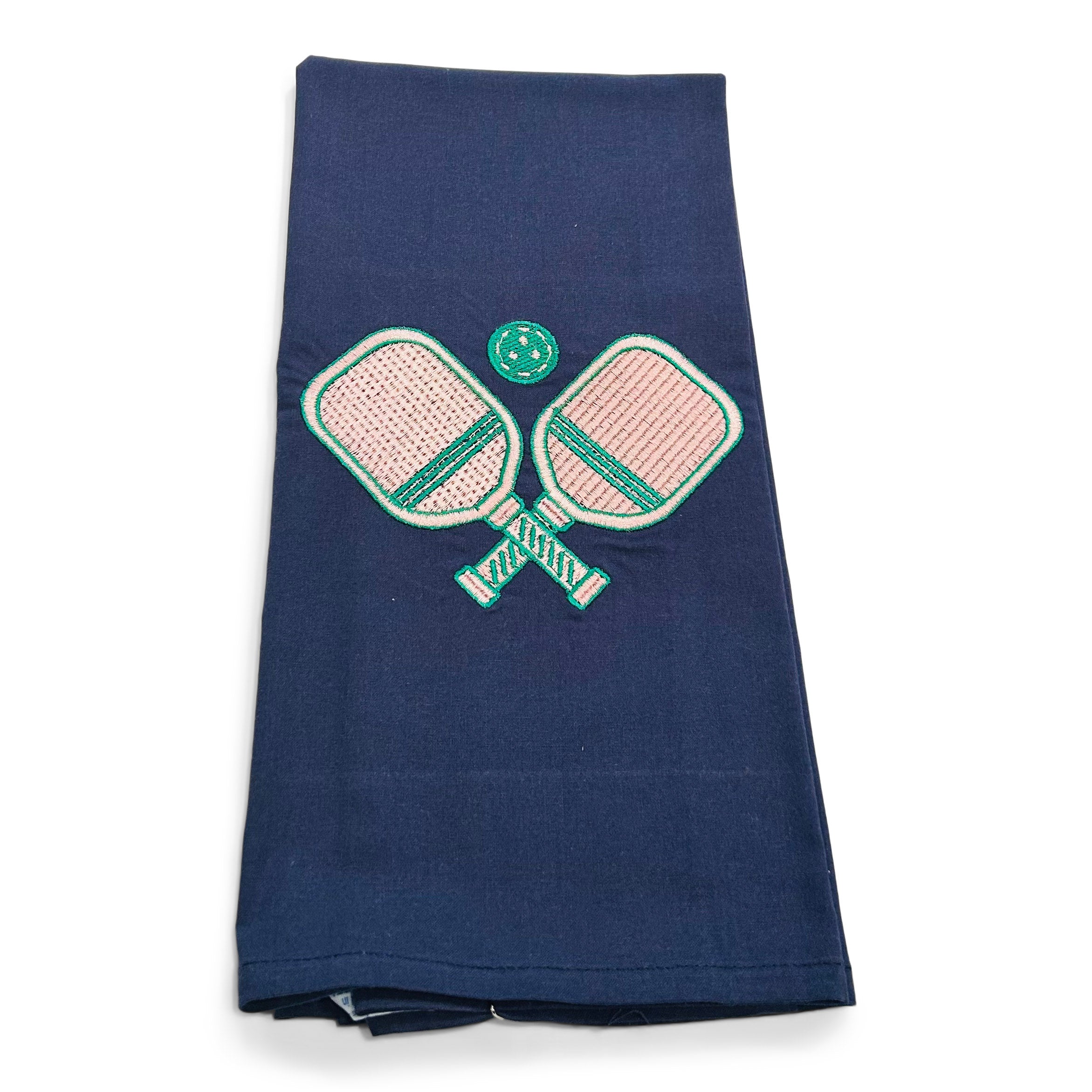 Crossed Pickleball Paddles - Pinks/Greens on navy