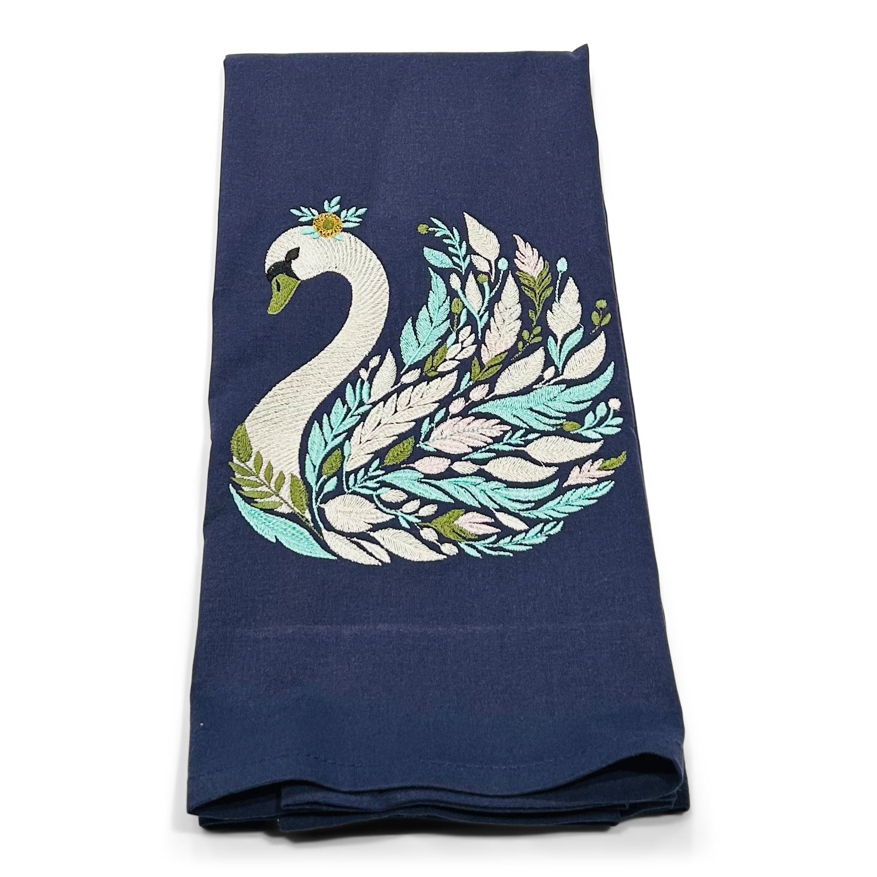 Floral Swan on navy