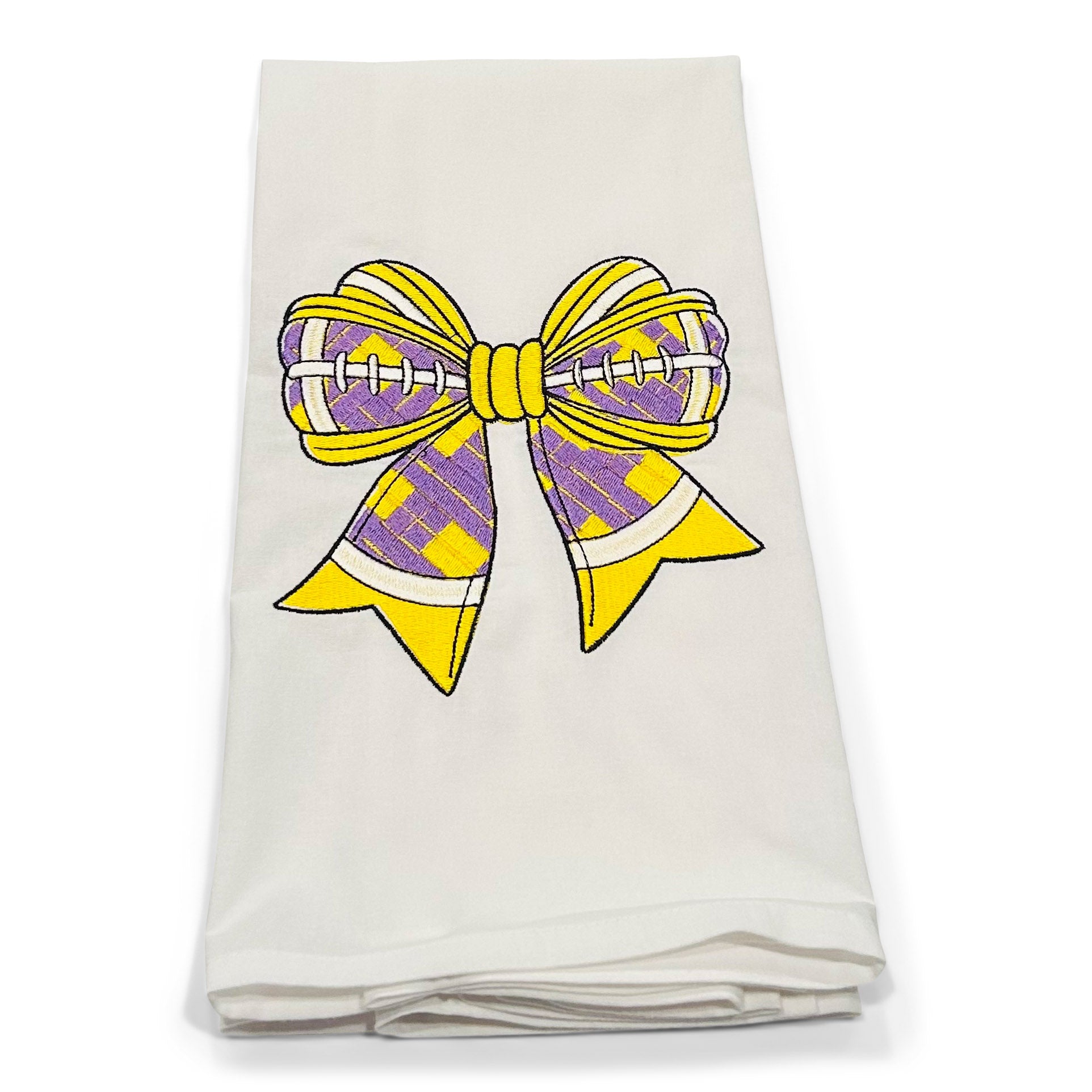 Football Bow - Yellow, Purple, White