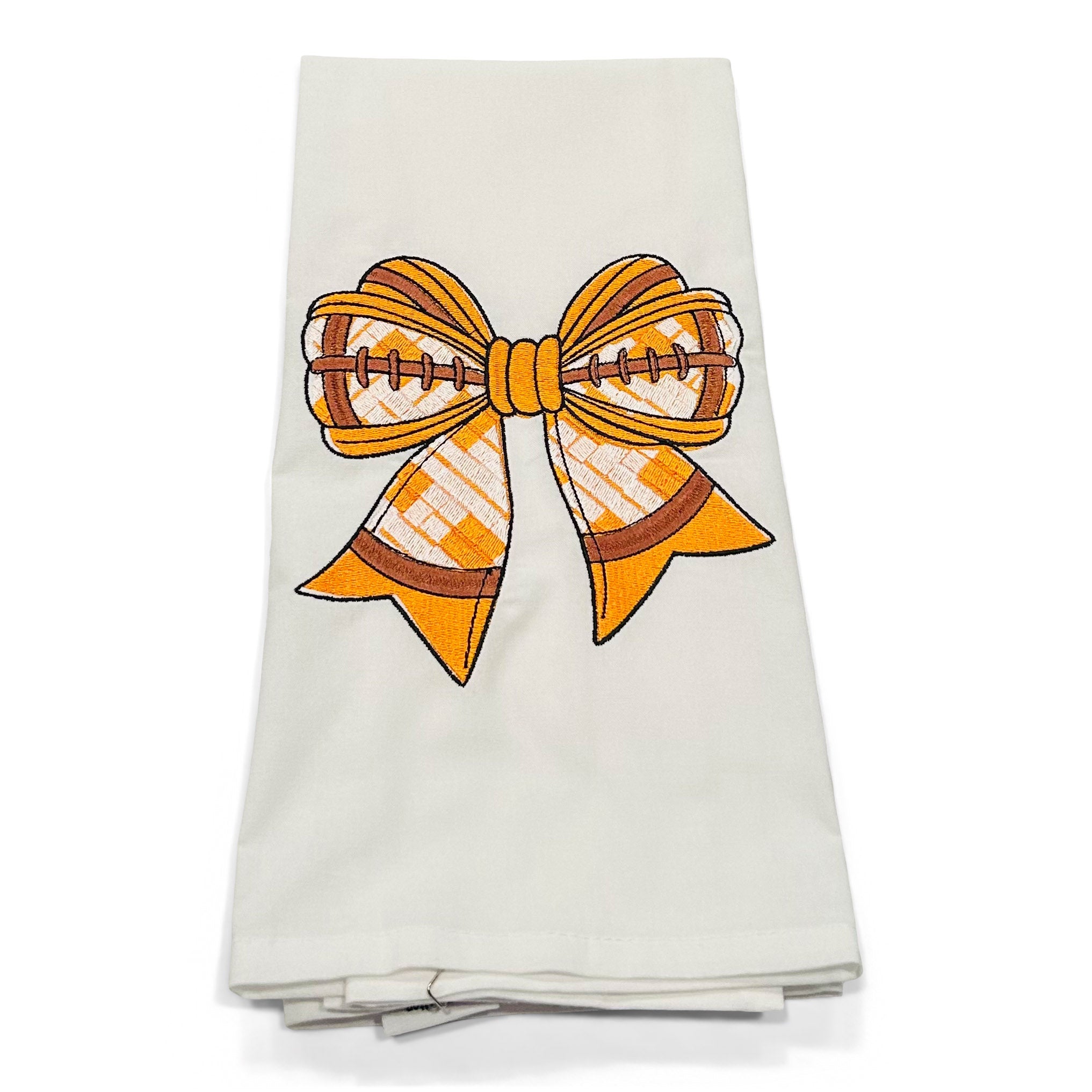 Football Bow - Orange, Brown, White