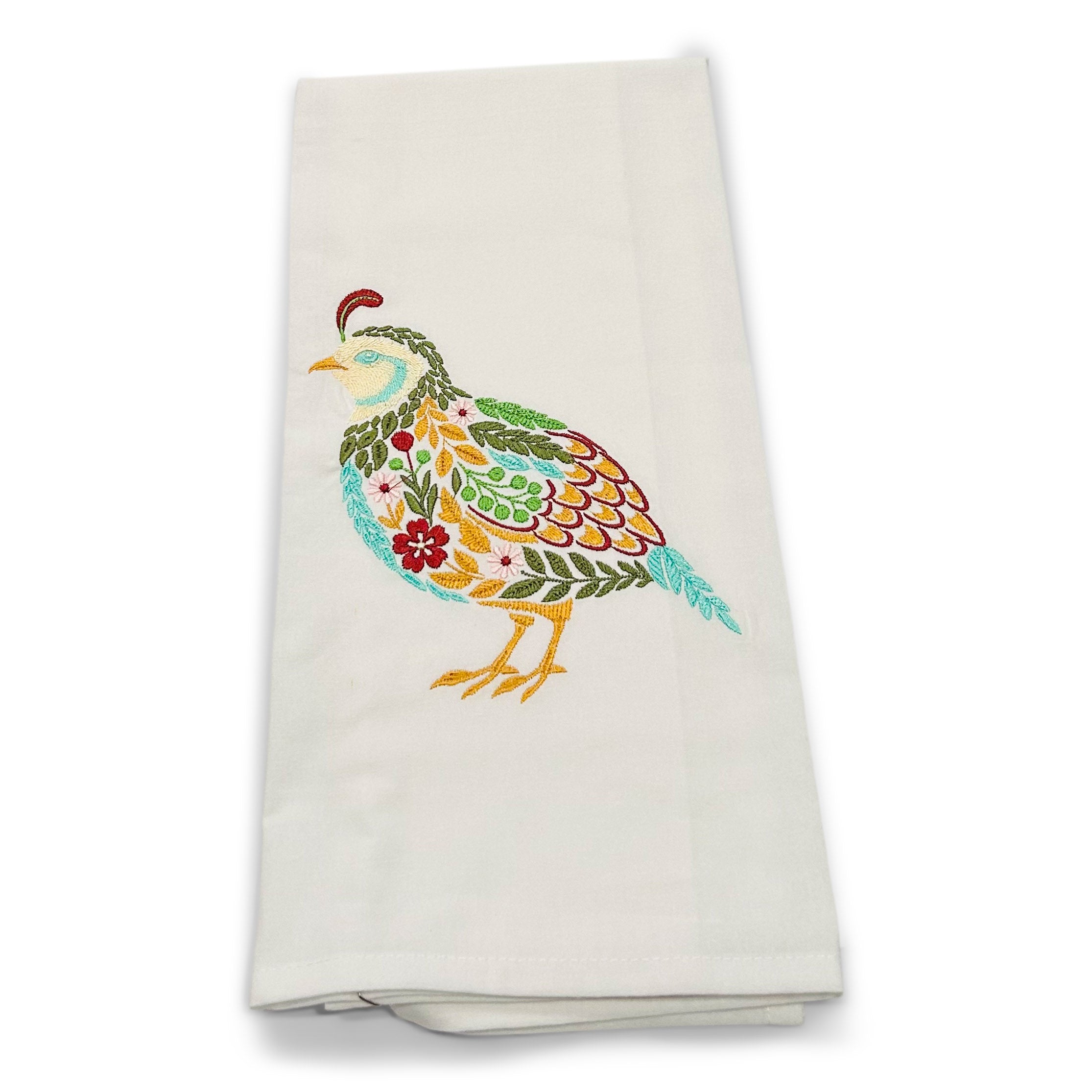 Floral Quail on white