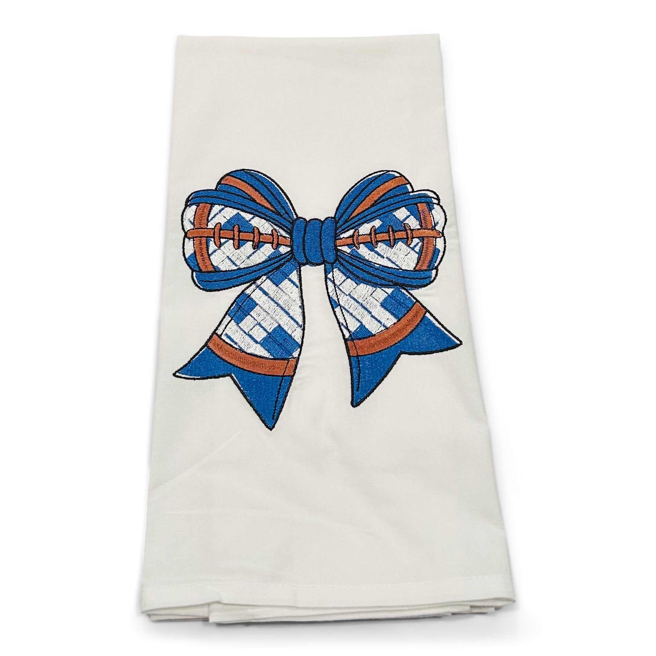 Football Bow - Blue, Brown, White