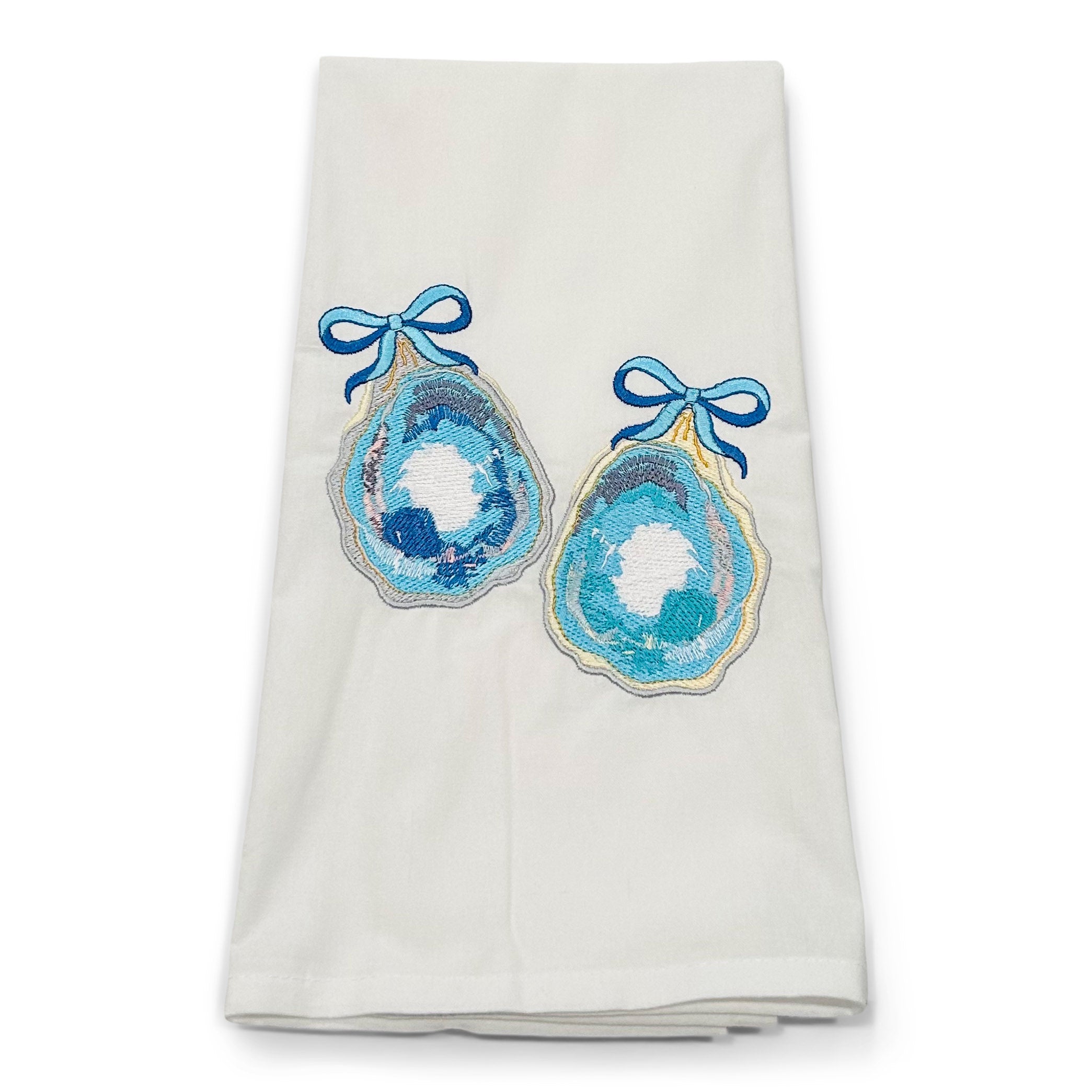 Oysters with Blue Bow on white