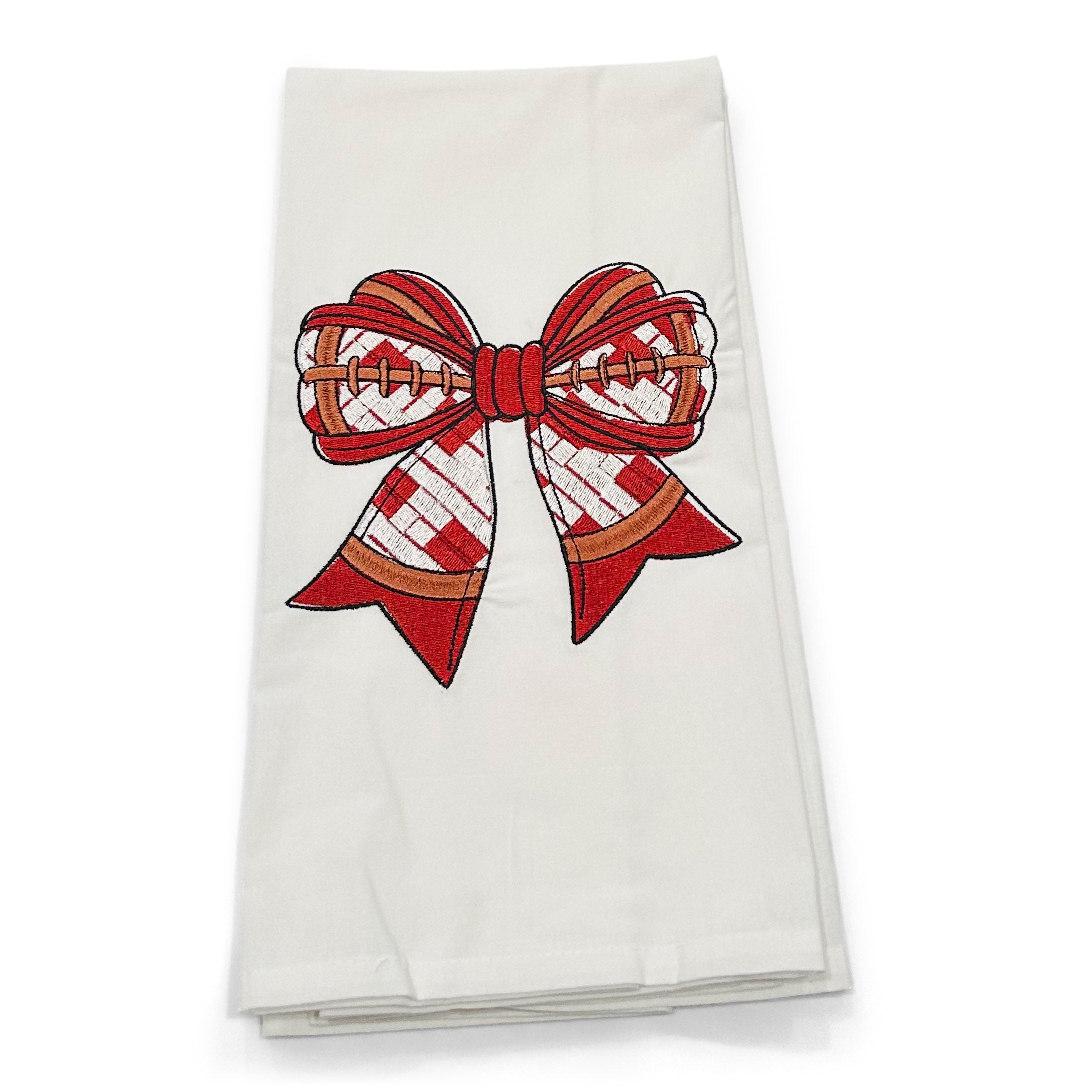 Football Bow - Red, White, Brown