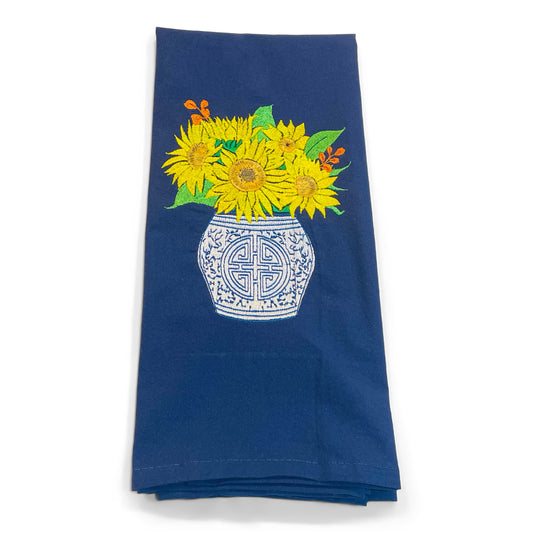 Sunflowers in Chinoiserie Planter Towel