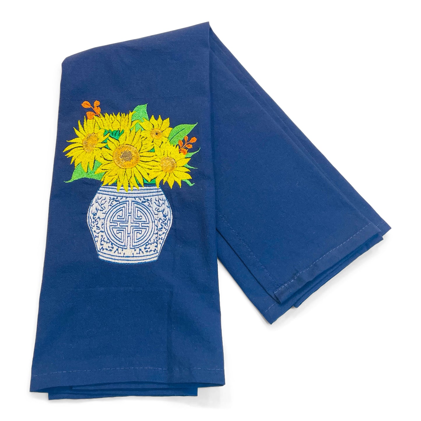 Sunflowers in Chinoiserie Planter Towel