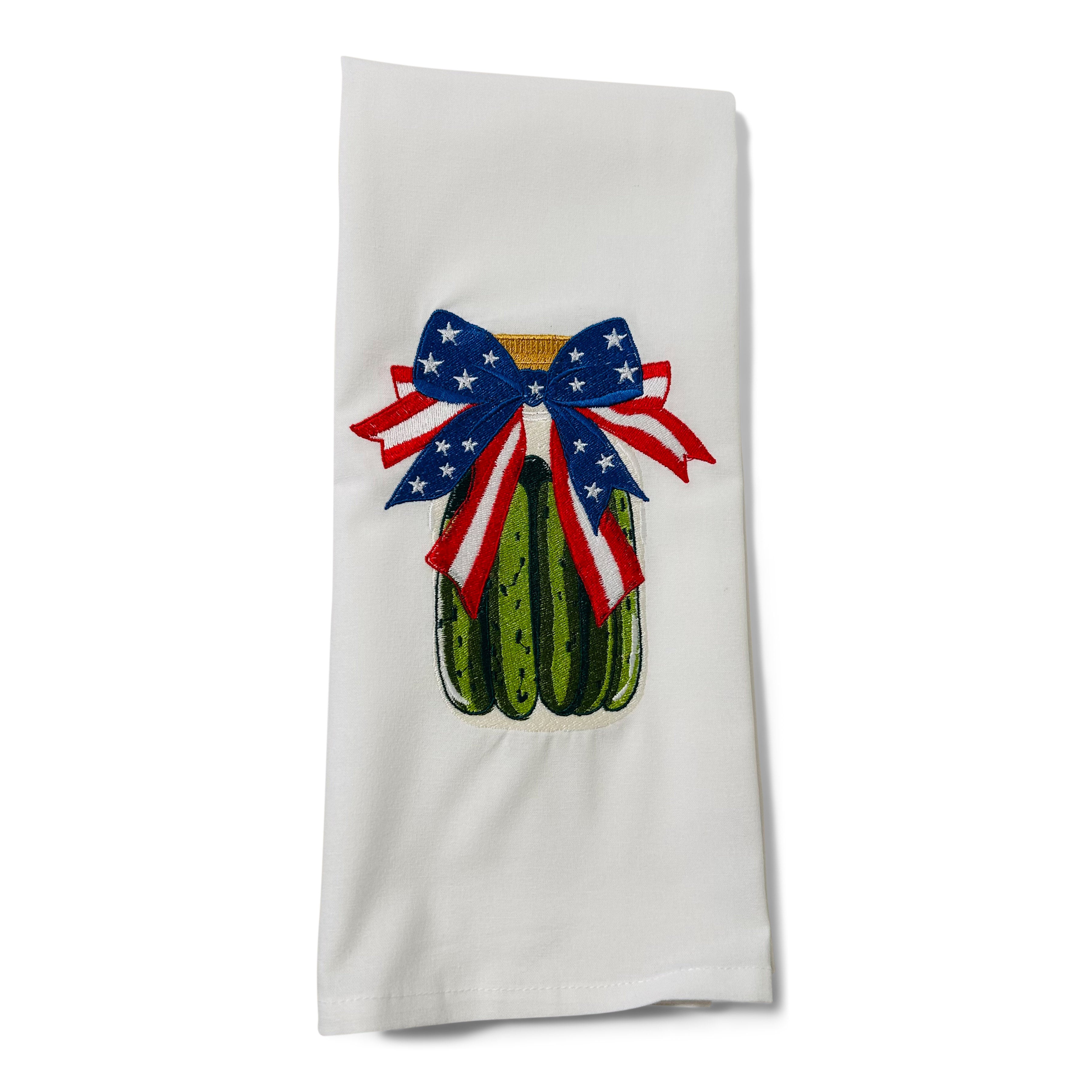 Pickles with Patriotic Bow on white