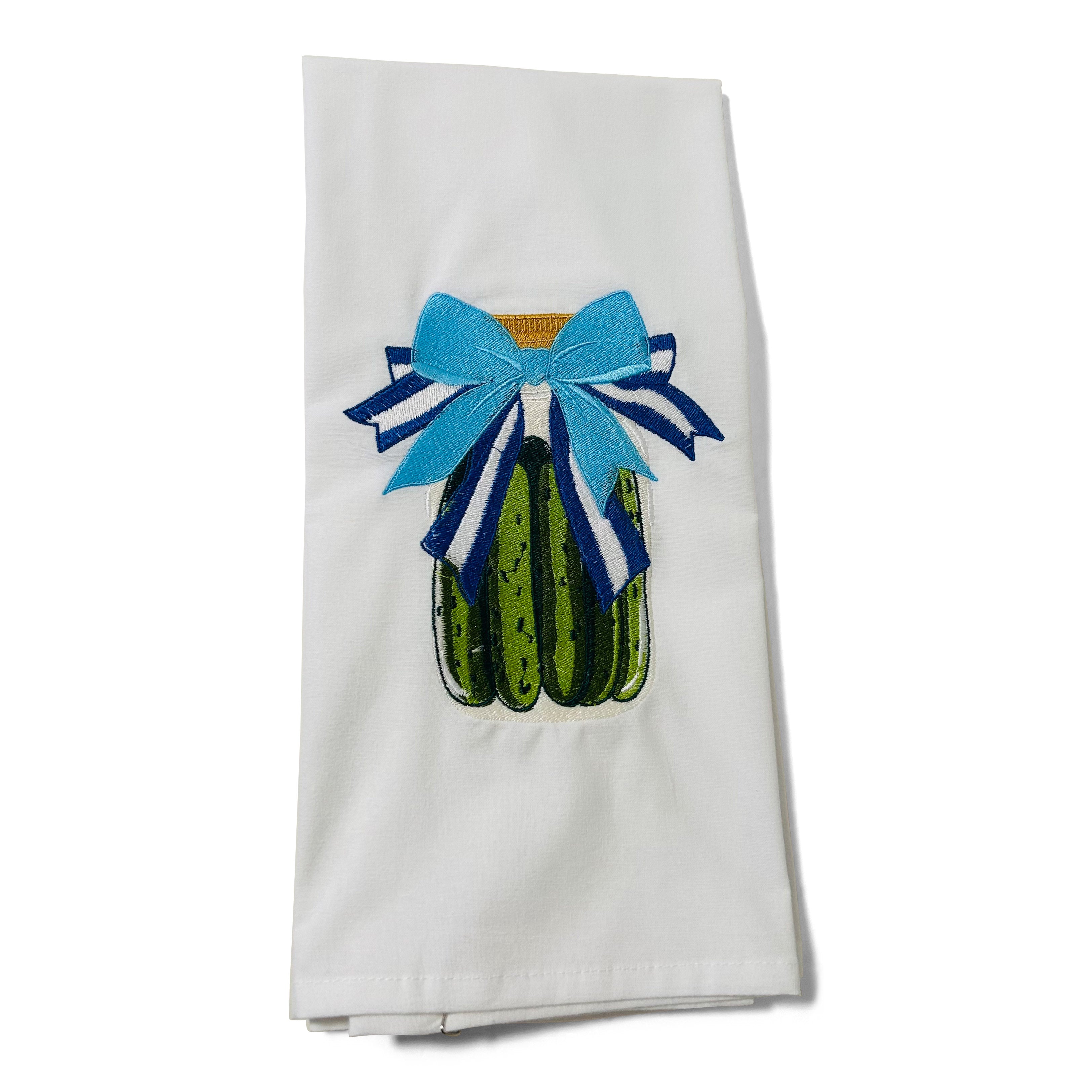 Pickles with Blue Bow on white