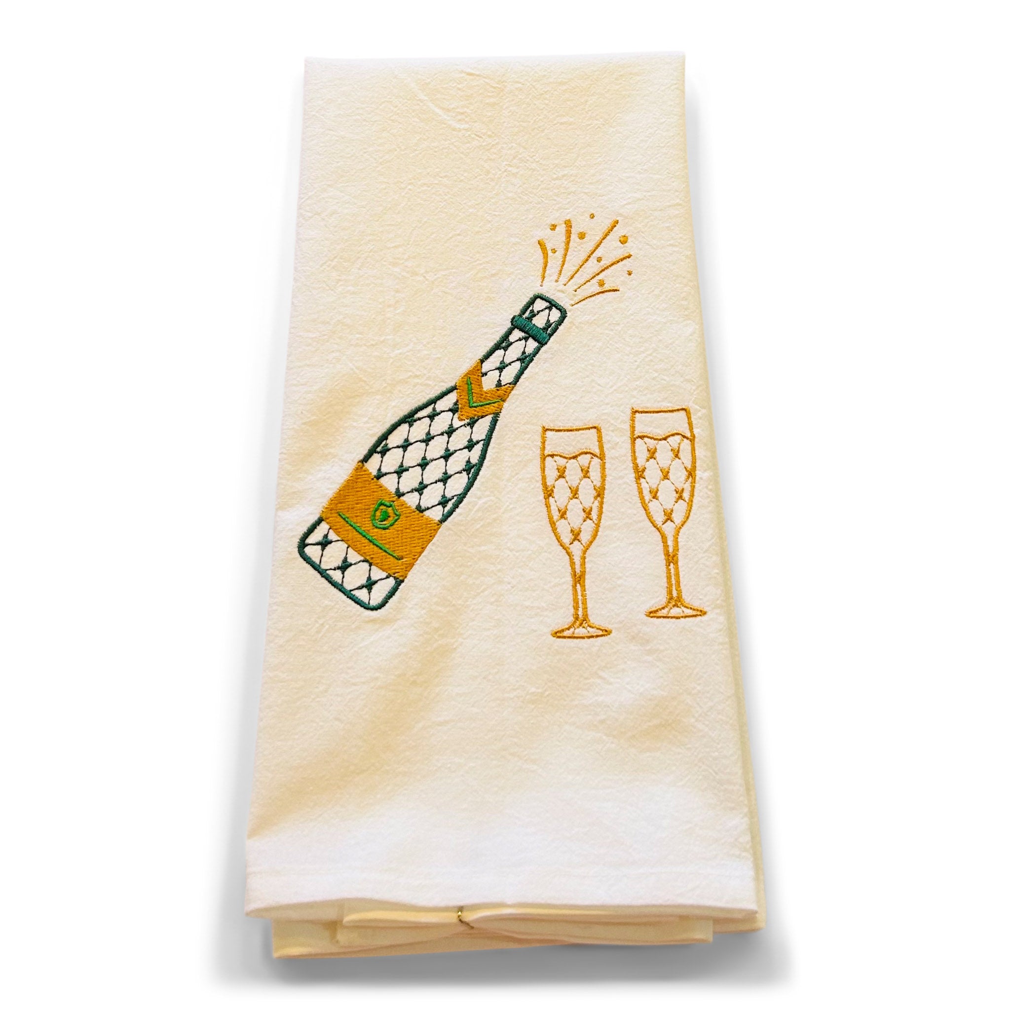 Popped Champagne Bottle with Two Flutes