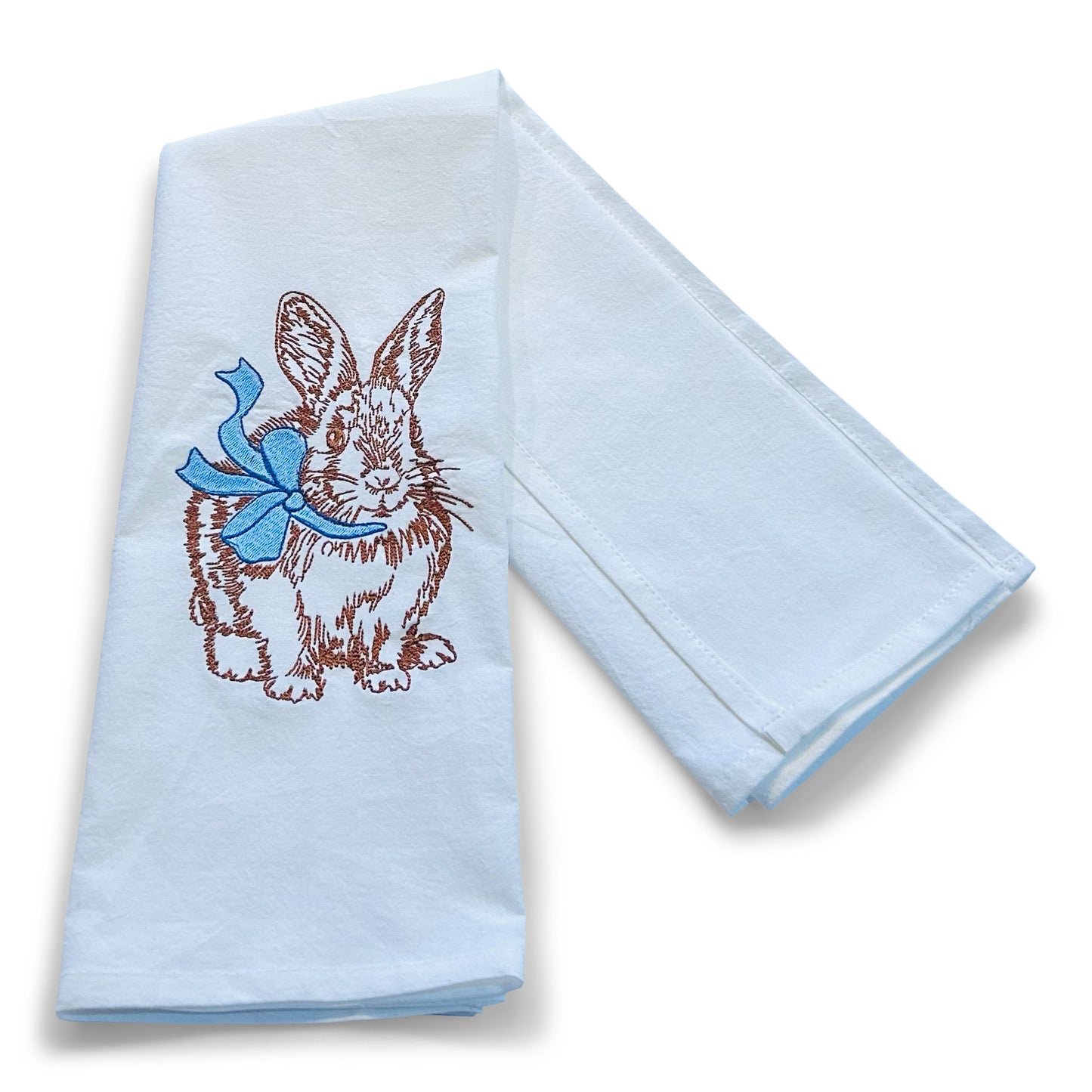 Chocolate Brown Bunny with Blue Bow Ribbon