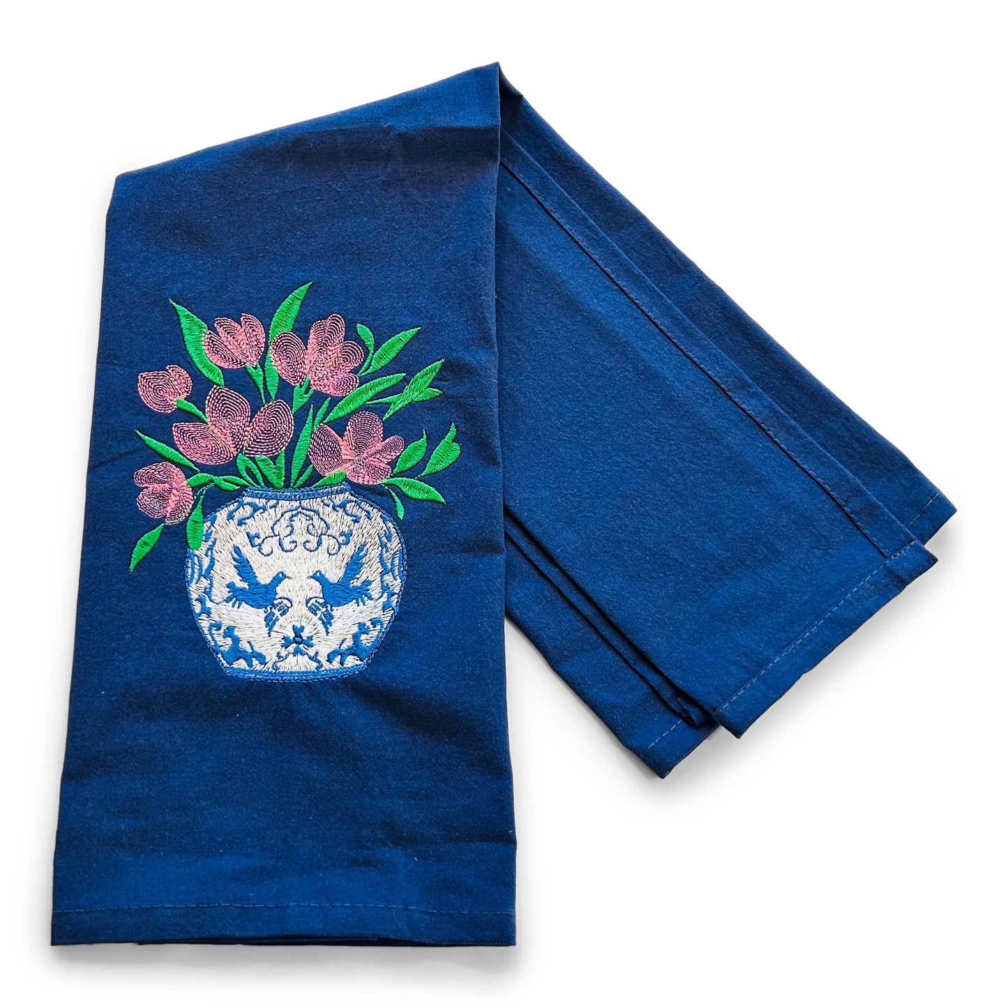Tulips in Chinoiserie Planter Towel