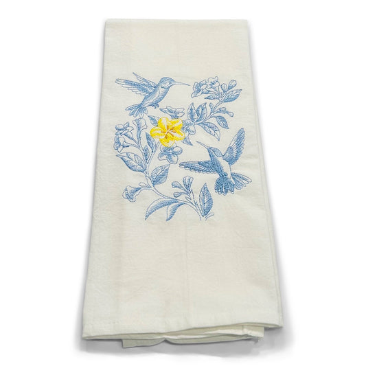 Toile Hummingbird Spring Dish Towel
