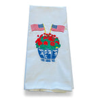 Geranium in Planter with American Flags