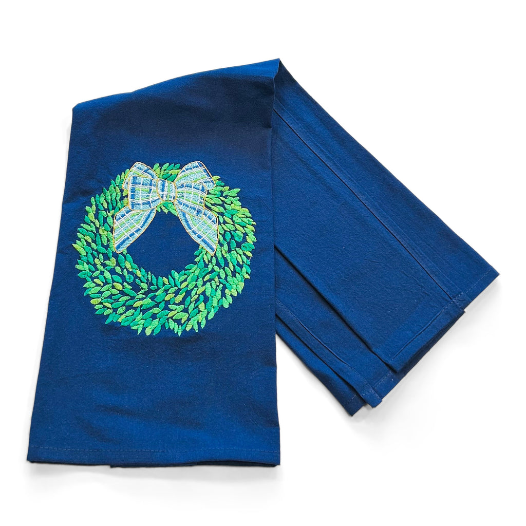 Boxwood Wreath with Blue Bow
