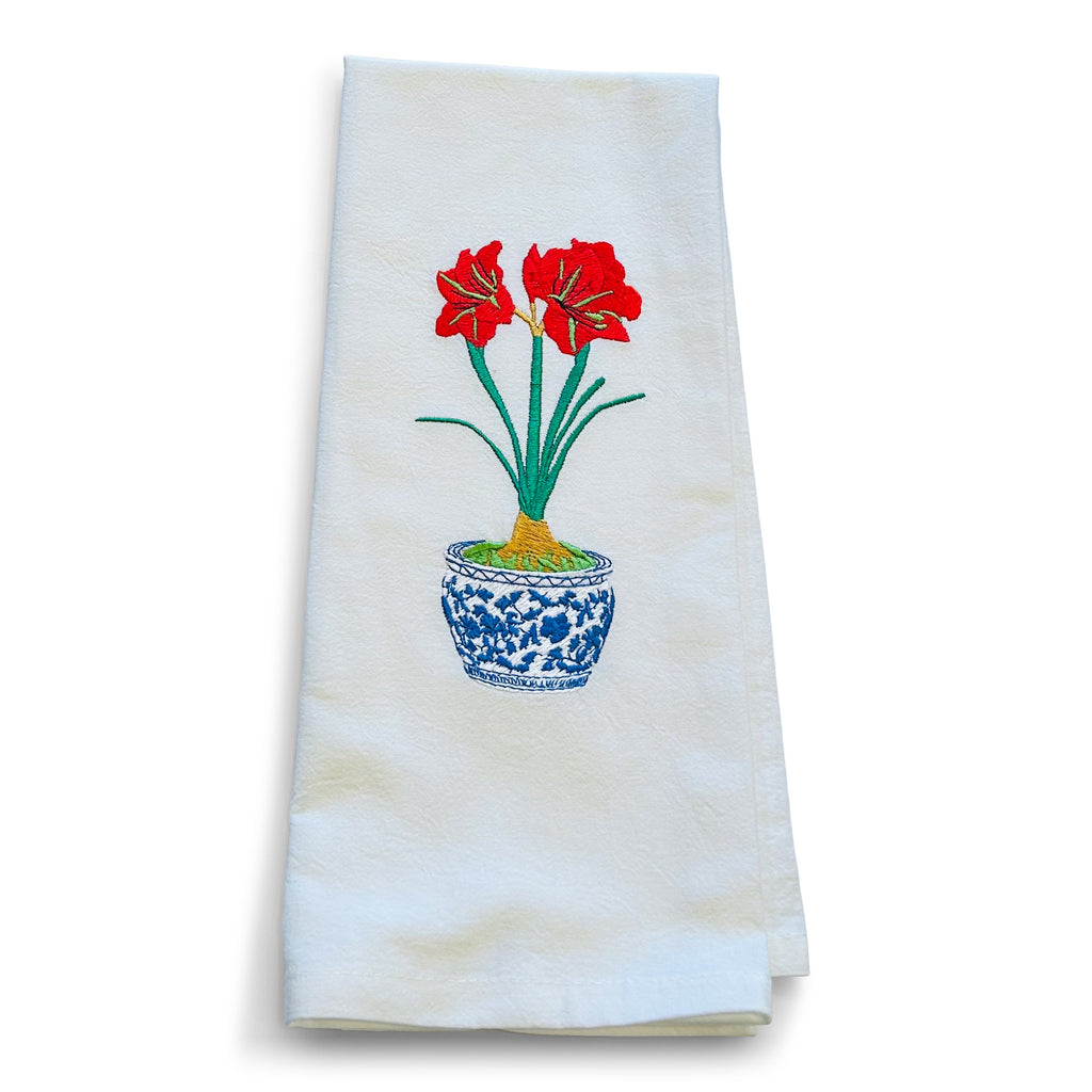 Amaryllis in Chinoiserie Planter Towel