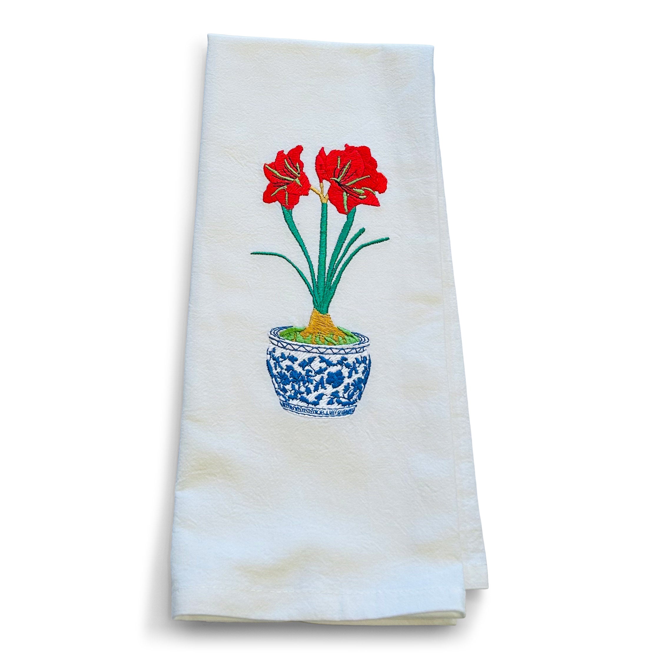 Amaryllis in Chinoiserie Planter Towel