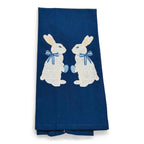 Pair of White Bunnies with Blue Egg