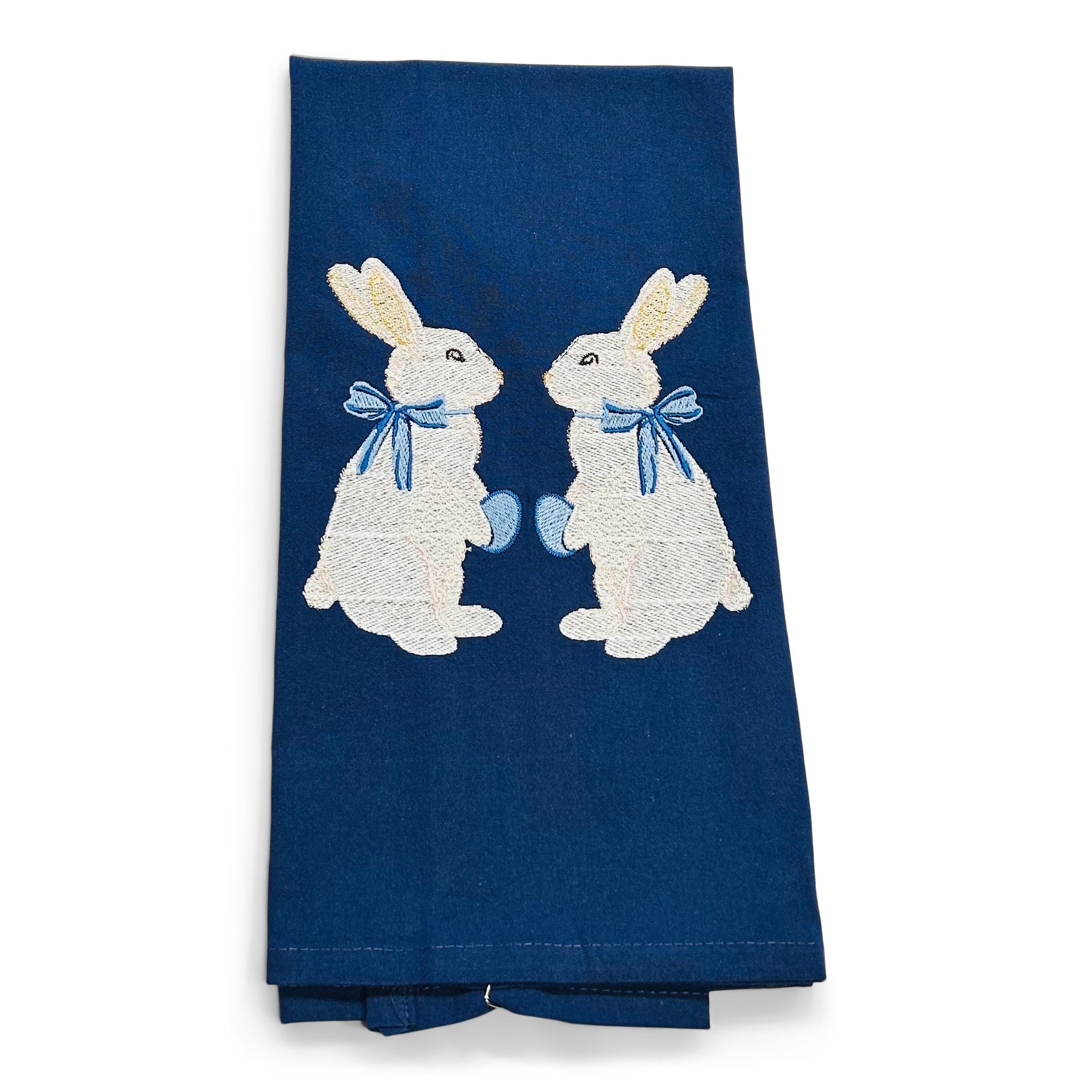 Pair of White Bunnies with Blue Egg