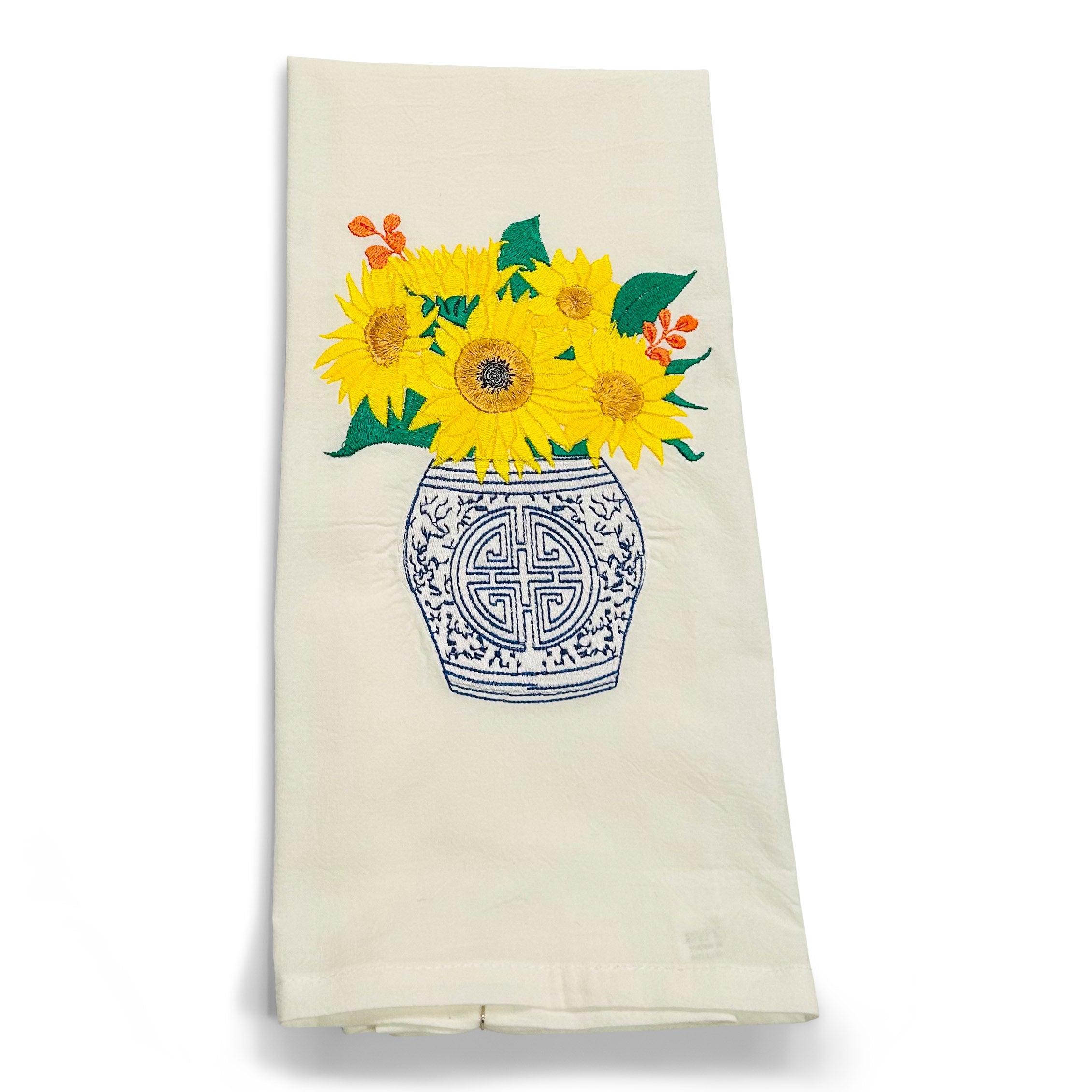 Sunflowers in Chinoiserie Planter Towel
