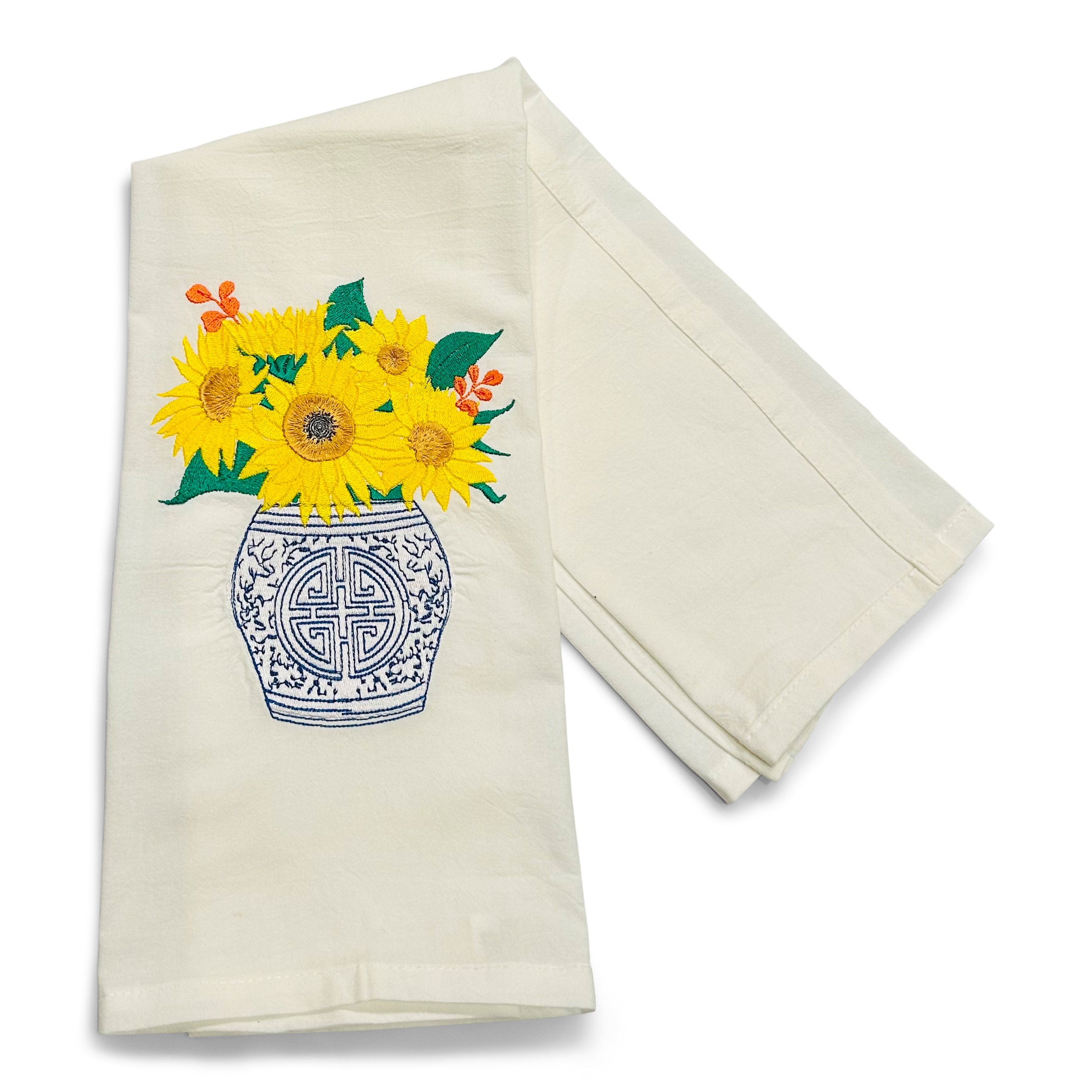 Sunflowers in Chinoiserie Planter Towel