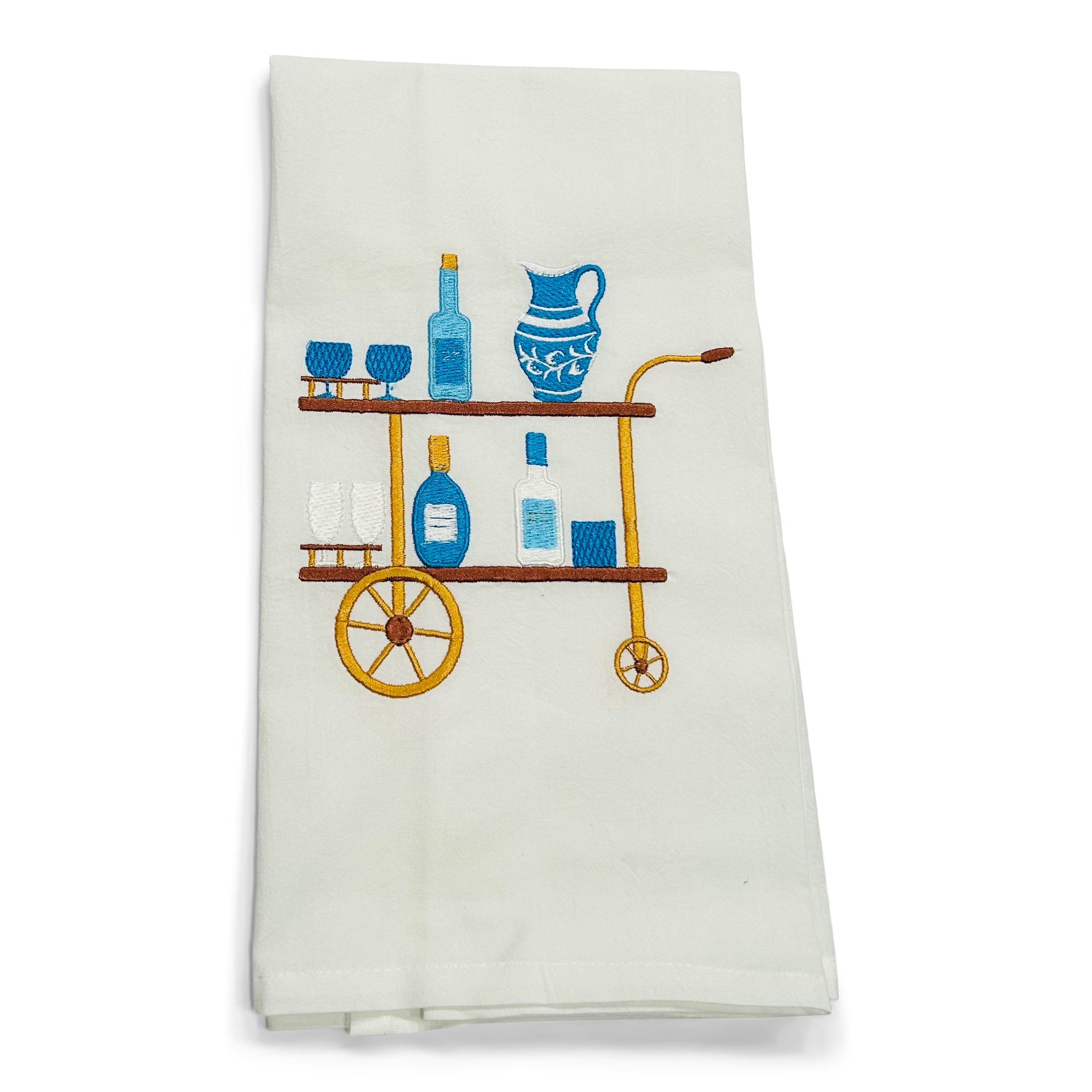 Chinoiserie Mediterranean Blue Bar Cart